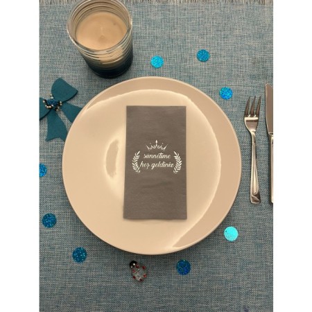 Gümüş Yaldızlı Kraft Sünnetime Hoşgeldiniz Baskılı Garson Katlama Peçete 16 Adet