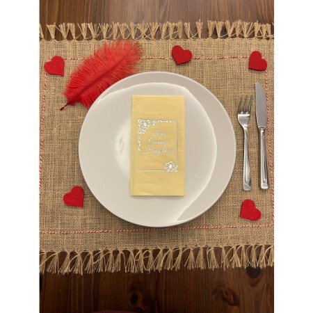 Gümüş Yaldızlı Sarı Çerçeve Detaylı Kına Gecemize Hoşgeldiniz Peçete 16 Adet