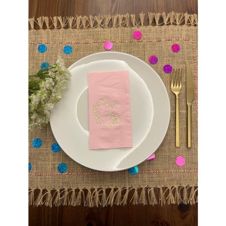 Gold Yaldızlı Pembe Better Together Peçete 16 Adet