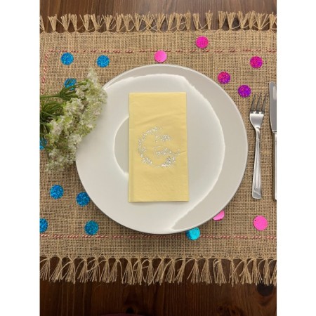 Gümüş Yaldızlı Sarı Better Together Peçete 16 Adet