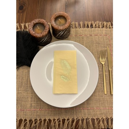 Gold Yaldızlı Sarı Palmiye Peçete 16 Adet