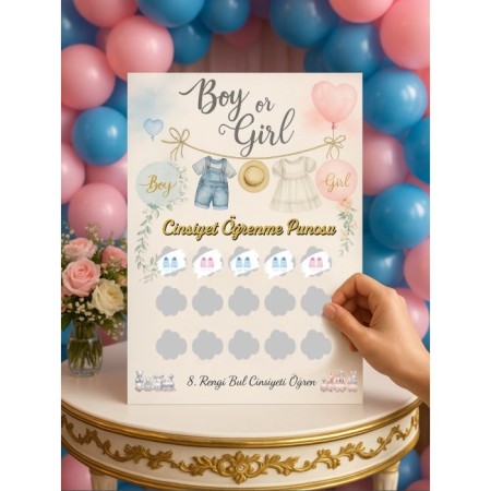 Cinsiyet Partisi Kazı Kazan Tahmin Panosu Kız 34x48 cm