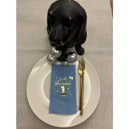 Gold Yaldızlı Mavi Bir Yaş İyi Ki Doğdun Garson Katlama Peçete 16 Adet