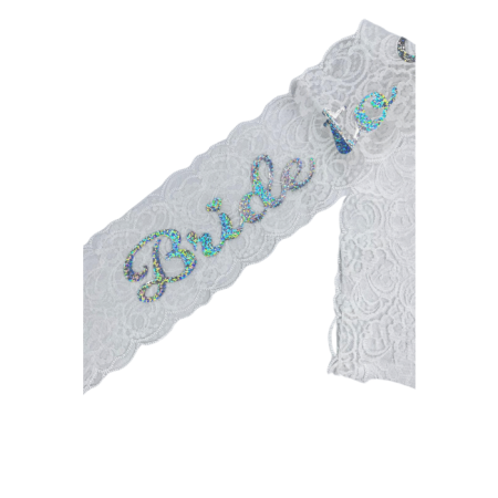Brıde To Be Beyaz Dantelli Gümüş Kuşak 9x140 cm