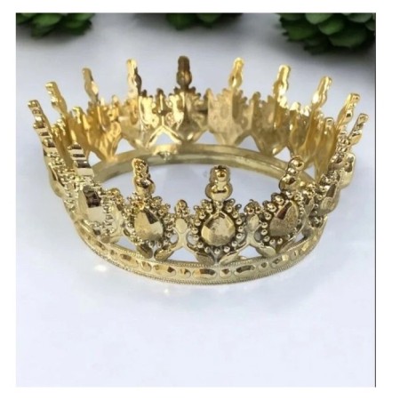 Pasta Tacı Tam Tur Gold Renk 12 cm Doğum Günü Tacı Yuvarlak Mika Taç