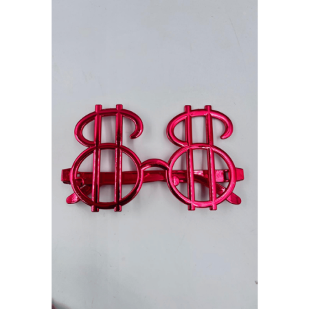 Parti Gözlük Plastik Camsız Dolar Temalı Kırmızı 14x6 cm