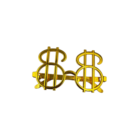 Parti Gözlük Plastik Camsız Dolar Temalı Gold 14x6 cm