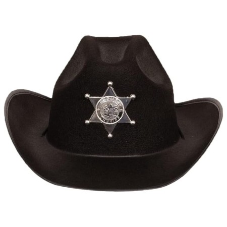 Lüks Şerif Kovboy Şapkası Siyah Küçük 34x24 cm