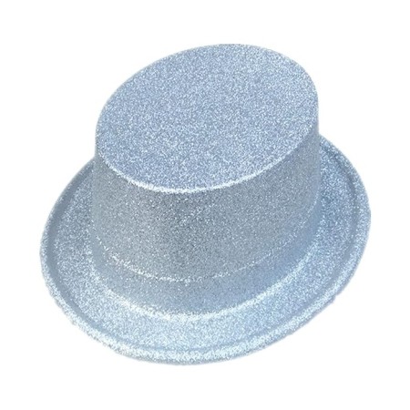 Gümüş Renkli Lazer Oval Simli Şapka 30x10 cm