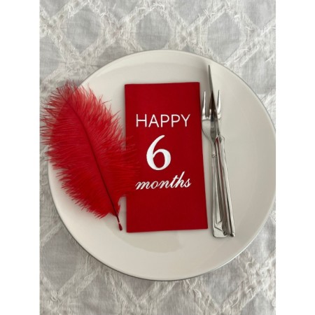 Gümüş Yaldızlı Kırmızı Happy Yaş Months Garson Katlama Peçete 16 Adet