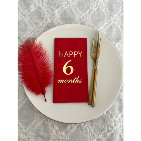 Gold Yaldızlı Kırmızı Happy Yaş Months Garson Katlama Peçete 16 Adet