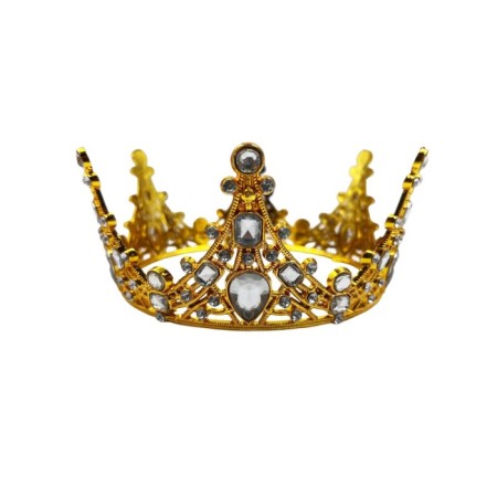 Pasta Tacı Tam Tur Plastik Gold Renk 12 cm Doğum Günü Tacı Yuvarlak Taç