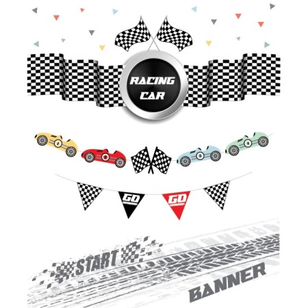 Yarış Arabaları Temalı Özel Kesim  Banner 9 Parça