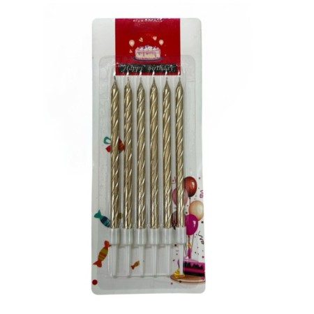 Spiral Rose Gold İnce Mum 14 cm 6 lı