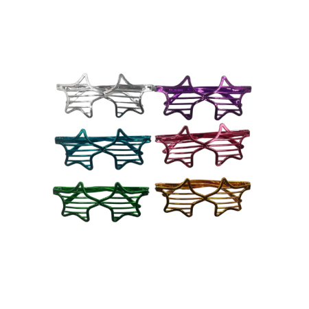 Parti Gözlük Plastik Yıldız Panjur Renkli 12 Adet 14x6 cm