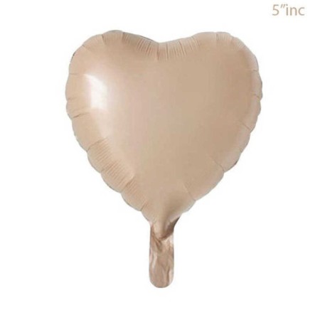 5 İnç Mini Kalp Folyo Balon Kum Beji 5 Adet