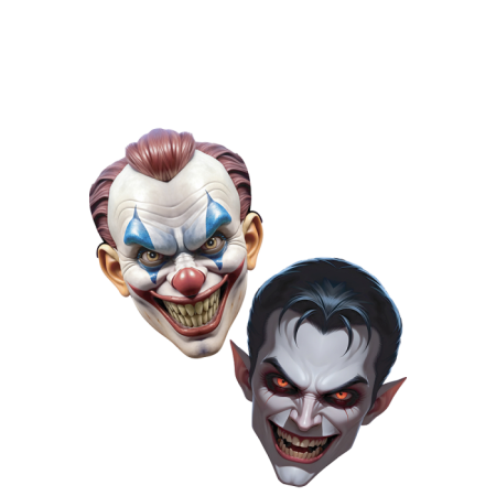 Halloween Joker Ve Vampir Maske Seti Karton 2 li