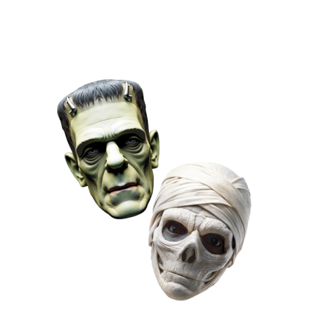 Halloween Zombi Ve Kuru Kafa Maske Seti Karton 2 li