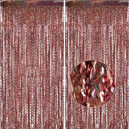 Metalize Dalgalı Hologramlı Rose Gold Arka Fon Süs 100x200 cm