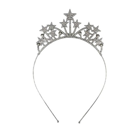 Metal Taşlı Lüks Yıldız Detaylı Taç Gümüş