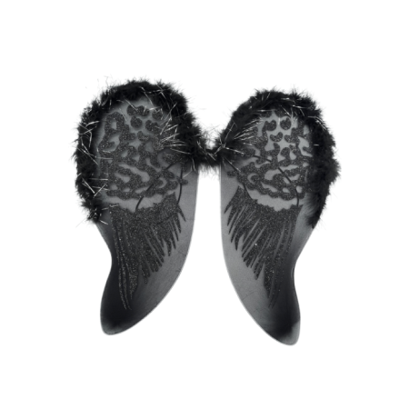 Simli Melek Kanadı Simli Ortişli 46x44 cm Siyah