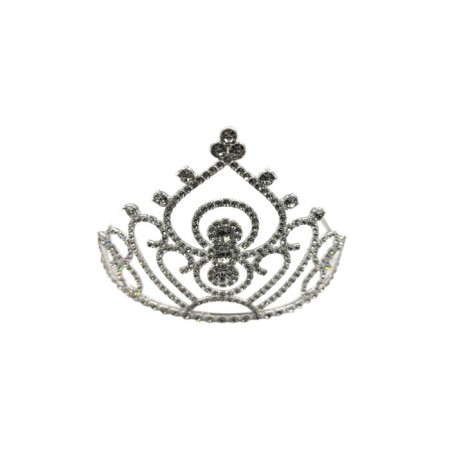 Metal Taşlı Lüks Prenses İşlemeli Taç Gümüş