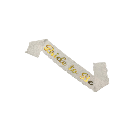 Brıde To Be Beyaz Dantelli Gold Kuşak 9x140 cm