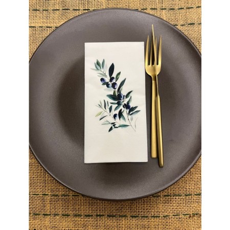 Zeytin Dalı Baskılı Sunum Peçetesi Beyaz 16 Adet