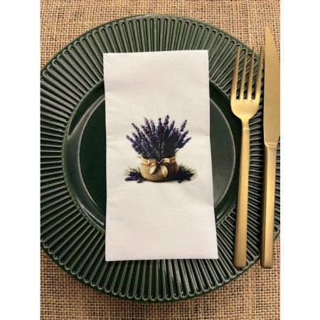 Lavanta Demeti Baskılı Sunum Peçetesi Beyaz 16 Adet