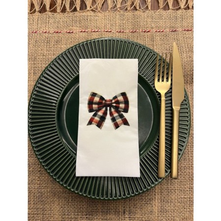 Zarif Pötikareli Fiyonk Baskılı Sunum Peçetesi Beyaz 16 Adet