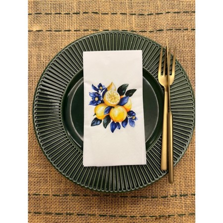 Bleu Blanc Limon Baskılı Sunum Peçetesi Beyaz 16 Adet