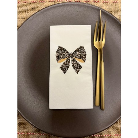 Fiyonk Leopar Baskılı Sunum Peçetesi Beyaz 16 Adet