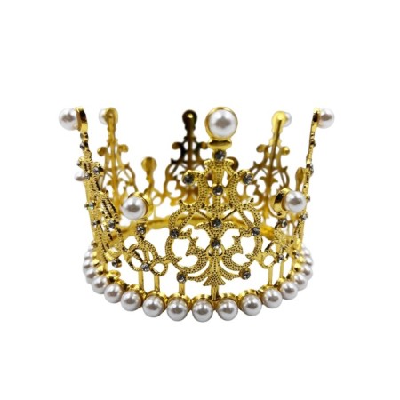 Pasta Tacı Metal İncili 11 Cm Altın