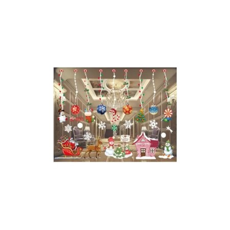 Yılbaşı Elektrostatik Sticker 3 Lü Pembe Evli Model Renkli 70x50 cm