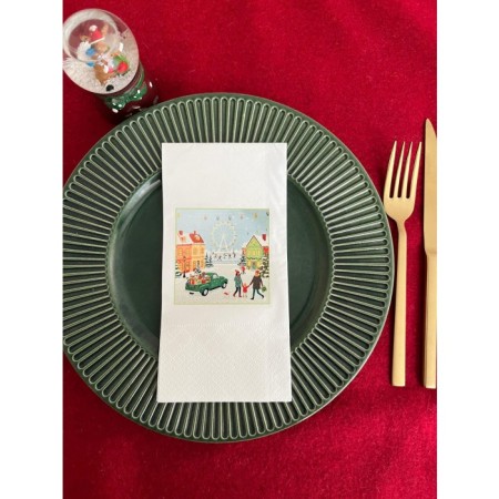 Yeni Yıl Şehir Şenliği Baskılı Sunum Peçetesi Beyaz 16 Adet