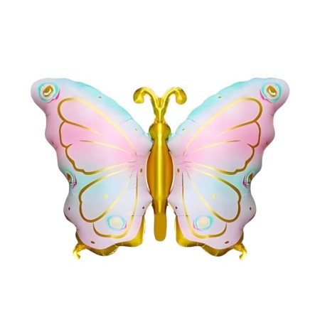 Gold Yaldızlı Pembe Kelebek Folyo Balon 79x53 cm