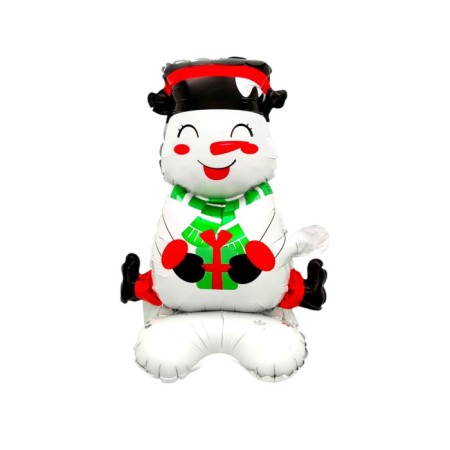 Ayaklı Küçük Oturan Kardan Adam Folyo Balon 59x37 cm