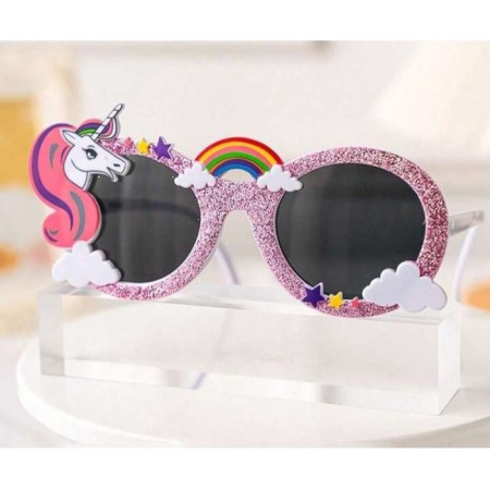 Parti Gözlüğü Unicorn Desenli Pembe Camlı