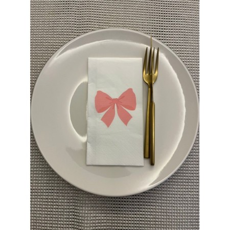 Fiyonk Pembe Baskılı Sunum Peçetesi Beyaz 16 Adet