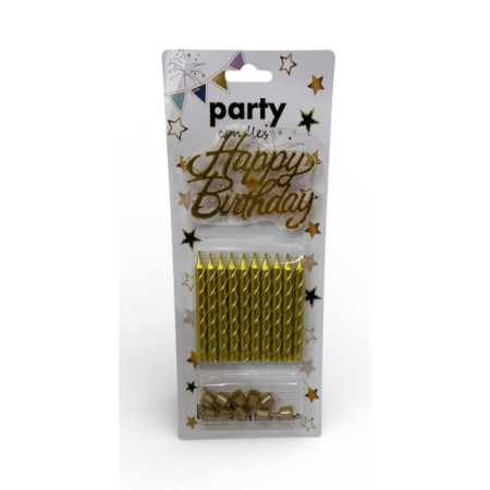 Happy Bırthday Yazılı Gold Mum 11 Parça