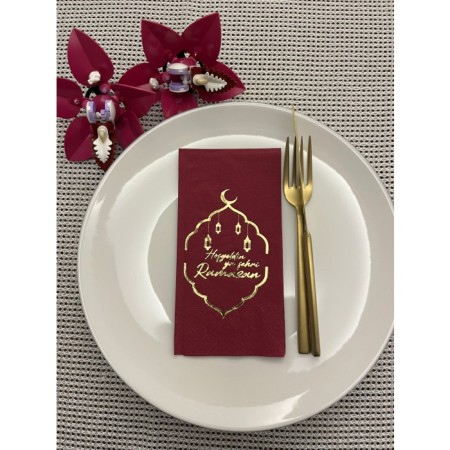 Gold Yaldızlı Vişne Renkli Hoş Geldin Ya Şehri Ramazan Garson Katlama 16 Adet Yeni Model