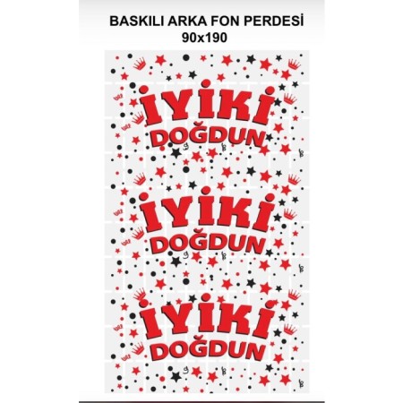 Metalize Beyaz PötiKare Koyu Pembe Baskılı Arka Fon Süs 90x190 cm