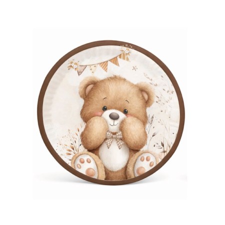 Sevimli Ayı Temalı Karton Tabak 23 cm 8 Adet