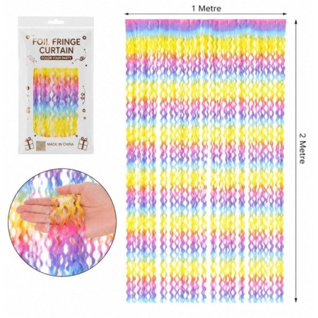 Makaron rengarenk Dalgalı Hologramlı Arka Fon Süs 100x200 cm