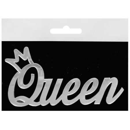 Pasta Önü Pleksi Queen Yazı Gümüş 10x6 cm