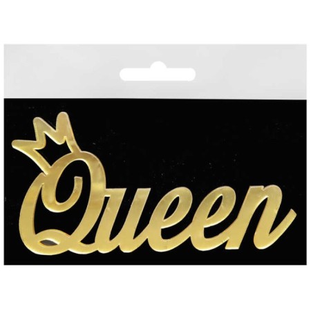 Pasta Önü Pleksi Queen Yazı Gold 10x6 cm