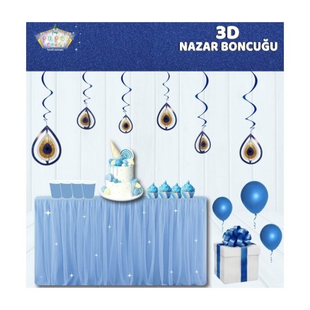 3D Tavan Süsü Nazar Boncuğu 10 Parça