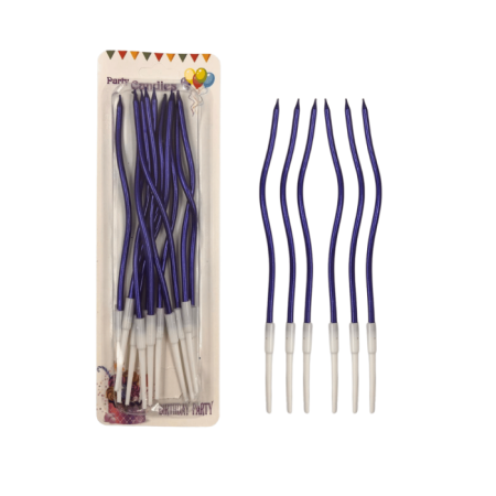 Metalik Lacivert Burgulu Mum 12 lı 16 cm