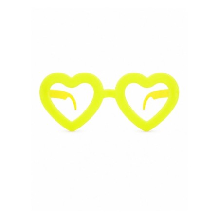 Parti Gözlük Plastik Camsız Kalp Şekilli Neon Sarı 14x6 cm