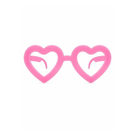 Parti Gözlük Plastik Camsız Kalp Şekilli Neon Pembe 14x6 cm